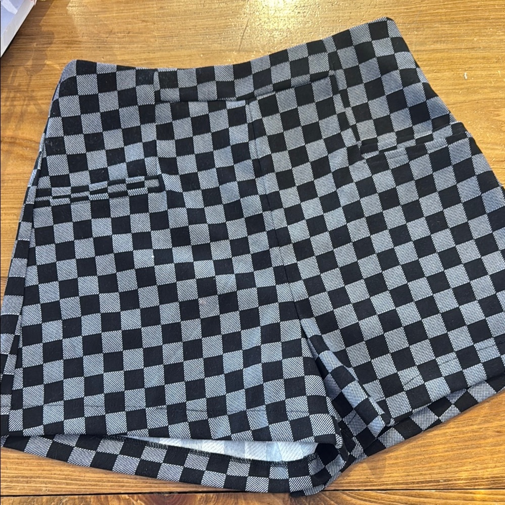 Checkered Black and Gray Women's Shorts